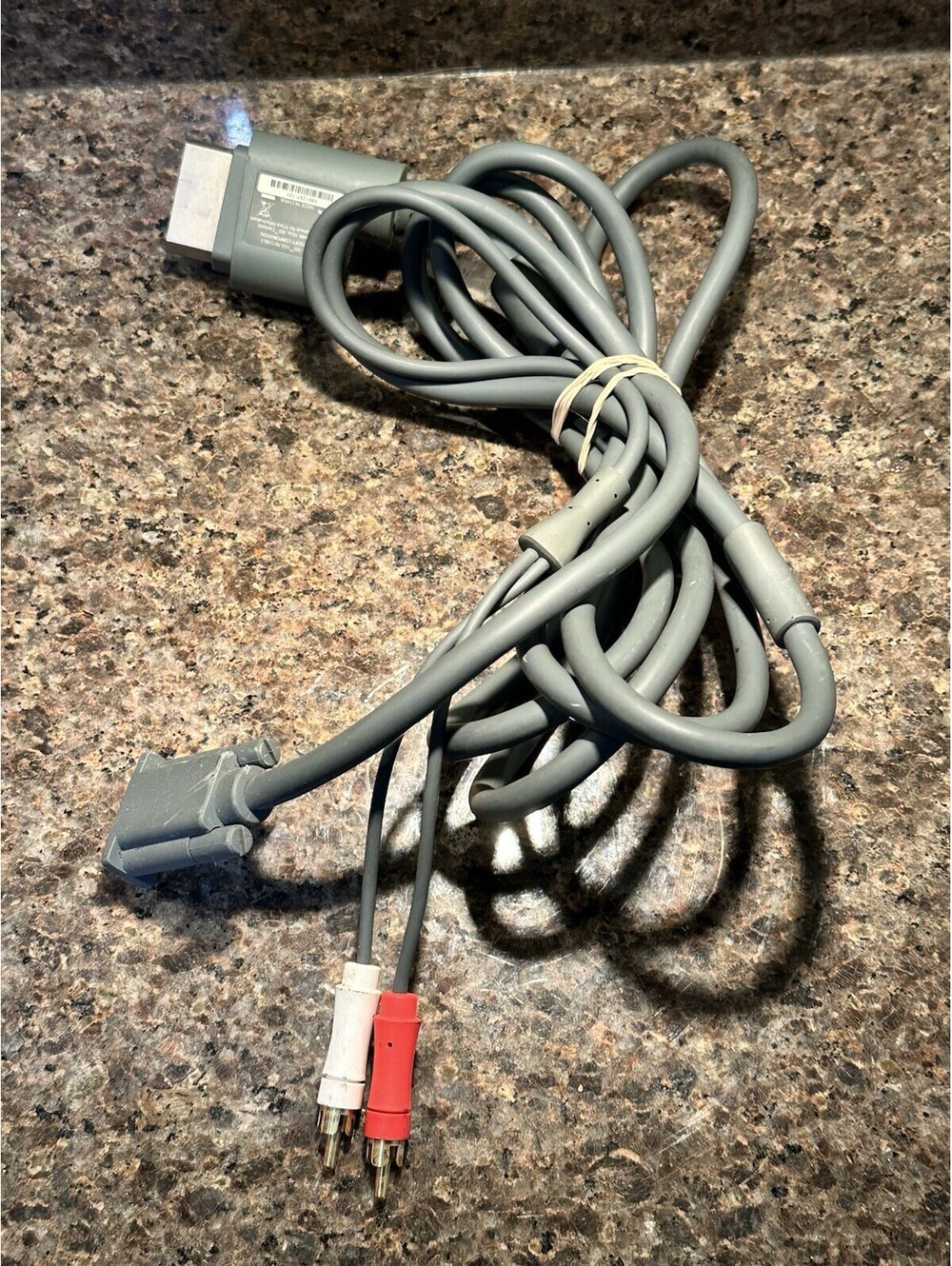 Official Microsoft Xbox 360 VGA AV HD Cable Gold Plated RCA Sound Audio OEM Gray